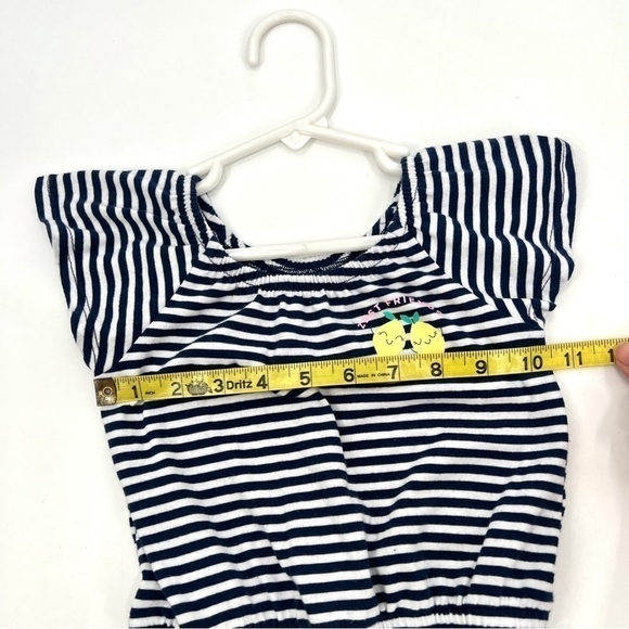 JUMPING BEANS Kid's Blue & White Stripe Lemon Print Casual Romper Size 4T - Picture 9 of 10